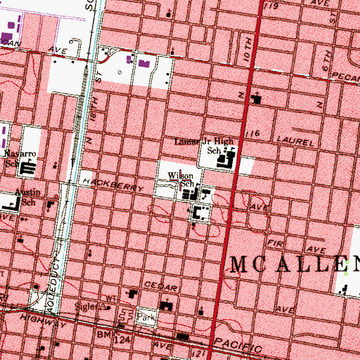 Topographic Map of Wilson Elementary School, TX