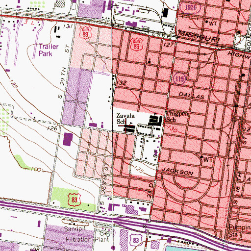 Topographic Map of Zavala Elementary School, TX