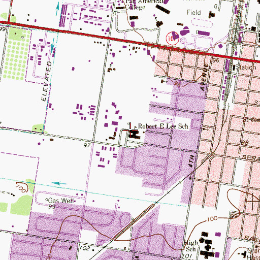 Topographic Map of Lee Elementary School, TX