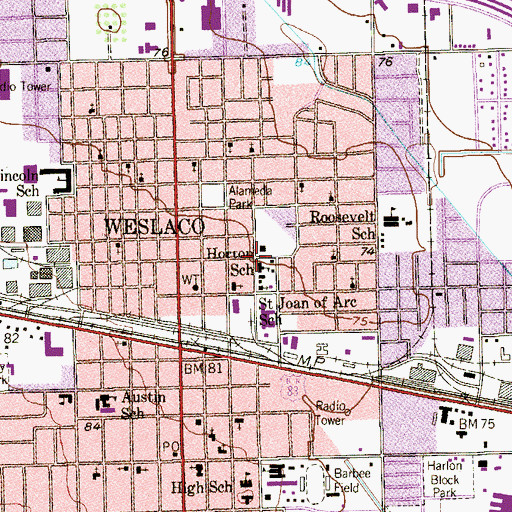 Topographic Map of Leoline Horton Elementary School, TX