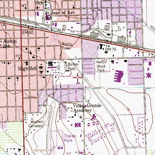 Topographic Map of Louise Black Intermediate School, TX