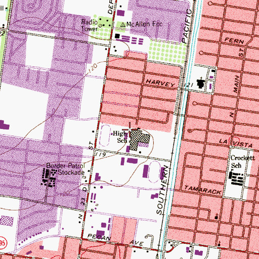 Topographic Map of McAllen High School, TX