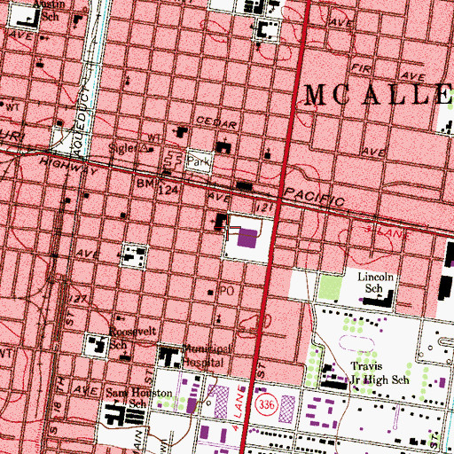 Topographic Map of McAllen Learning Center, TX