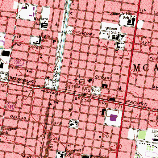 Topographic Map of McAllen Student Alternative School, TX