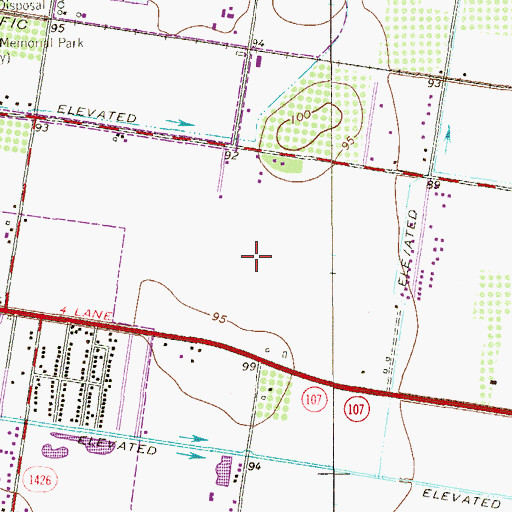Topographic Map of Memorial Junior High School, TX