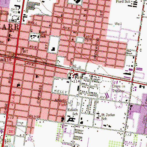 Topographic Map of Memorial Middle School, TX