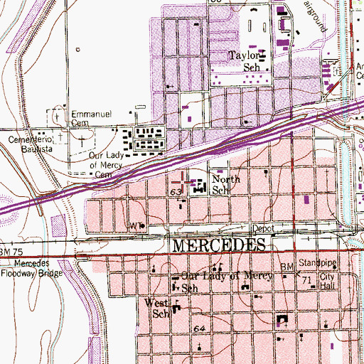 Topographic Map of Kennedy Elementary School - Mercedes, TX