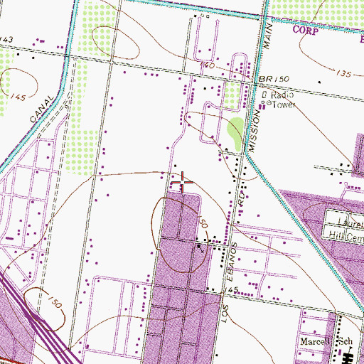 Topographic Map of Mission High School, TX
