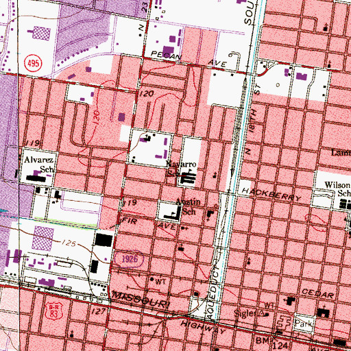 Topographic Map of Navarro Elementary School, TX
