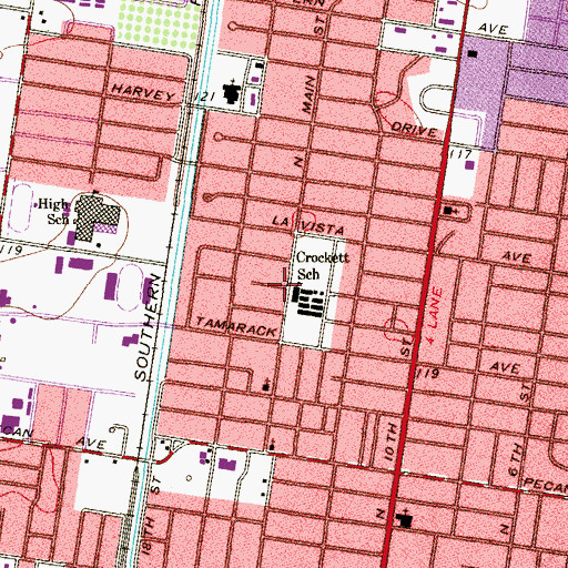 Topographic Map of Crockett Elementary School, TX