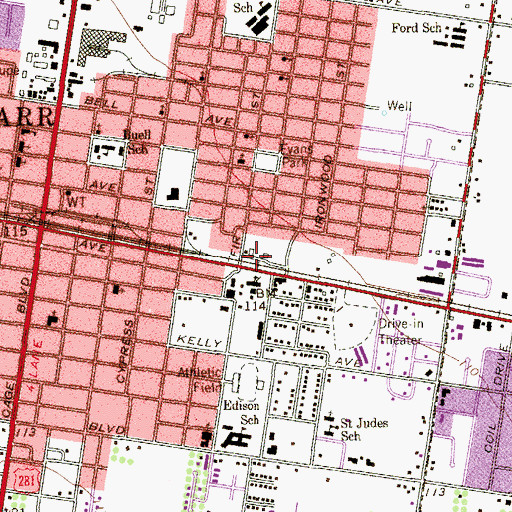 Topographic Map of East San Juan Elementary School, TX