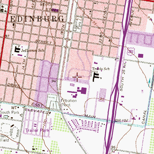 Topographic Map of Edinburg Sixth Grade, TX