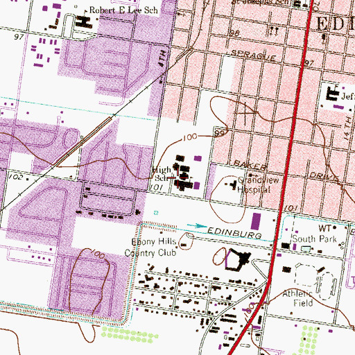 Topographic Map of Edinburg South Junior High School, TX