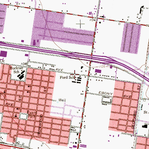 Topographic Map of Ford Elementary School, TX