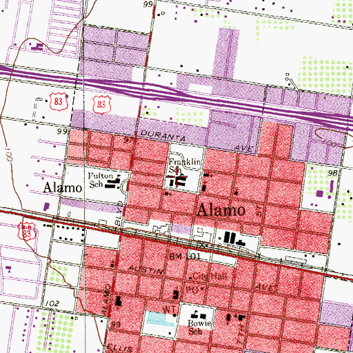 Topographic Map of Franklin Elementary School, TX