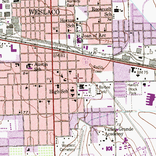 Topographic Map of Central Middle School, TX