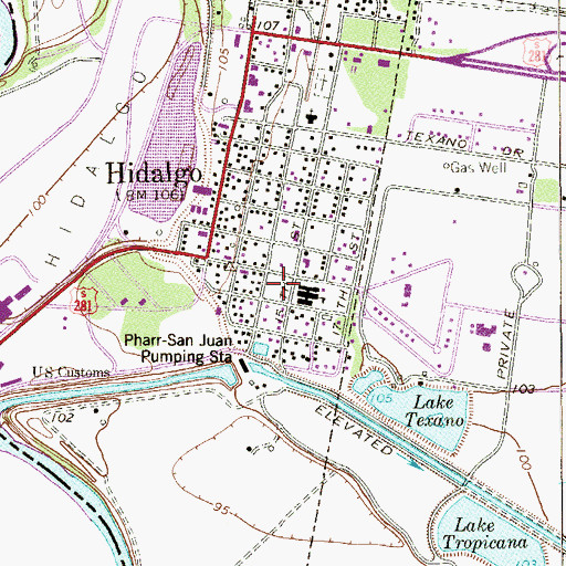 Topographic Map of Hidalgo Elementary School, TX