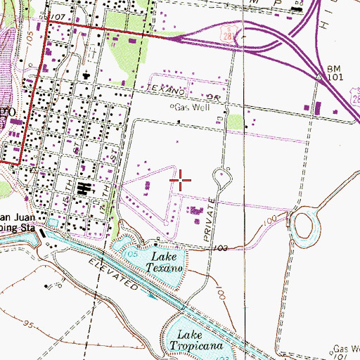 Topographic Map of Hidalgo High School, TX