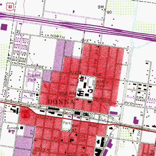 Topographic Map of J P Lenoir Elementary School, TX