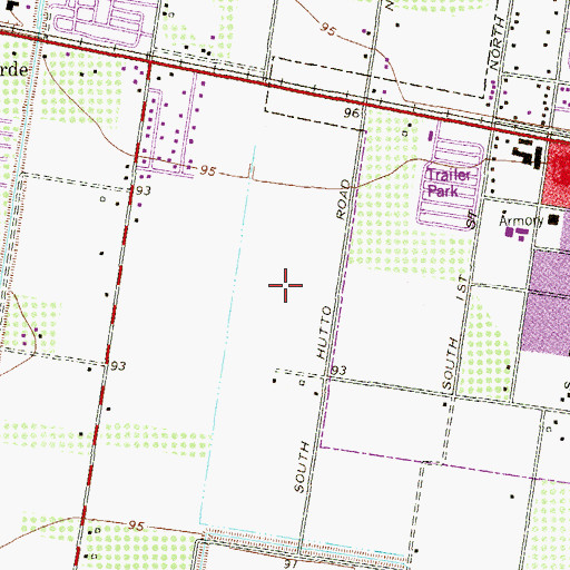 Topographic Map of J W Caceres Elementary School, TX