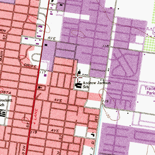 Topographic Map of Jackson Elementary School, TX