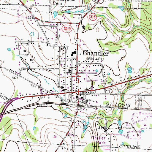 Topographic Map of Chandler Elementary School, TX