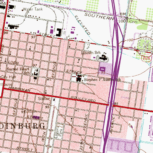 Topographic Map of Austin Elementary School, TX