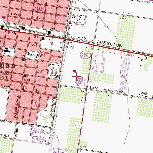 Topographic Map of Austin Junior High School, TX