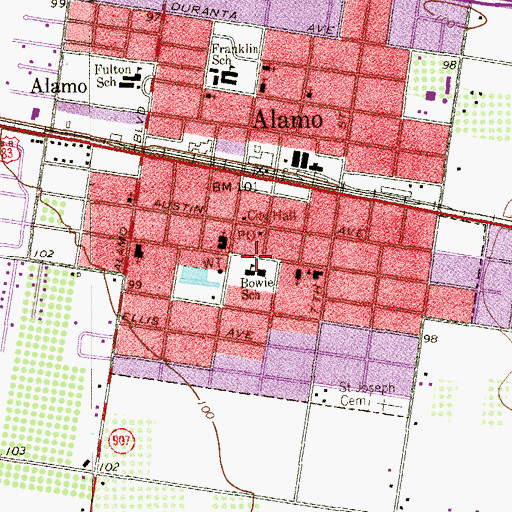 Topographic Map of Bowie Elementary School, TX
