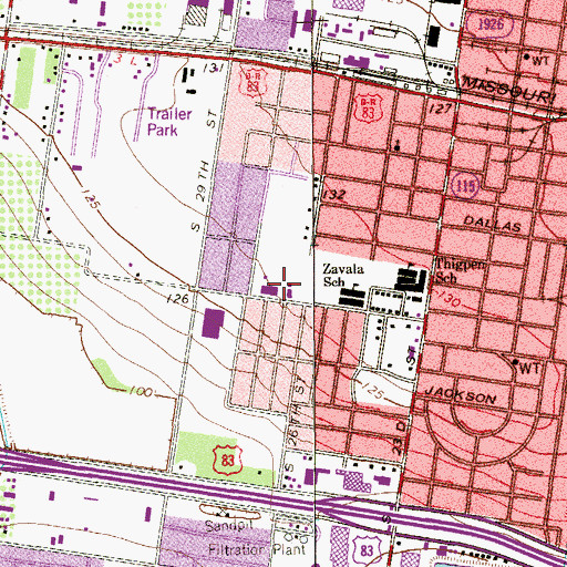 Topographic Map of Bowie Elementary School, TX