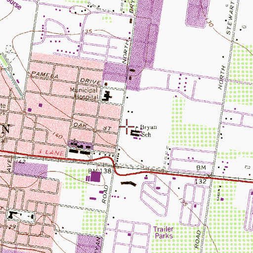 Topographic Map of Bryan Elementary School, TX