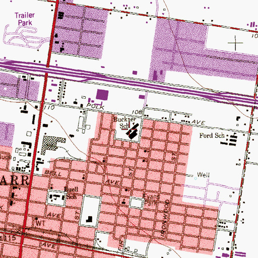 Topographic Map of Buckner Elementary School, TX