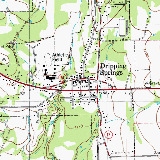 Topographic Map of Dripping Springs Intermediate School, TX