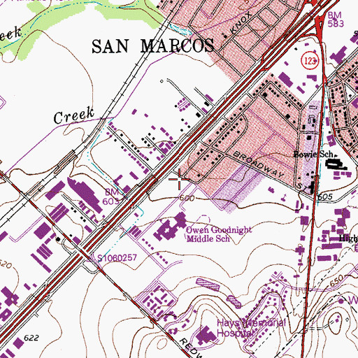 Topographic Map of Goodnight Junior High School, TX