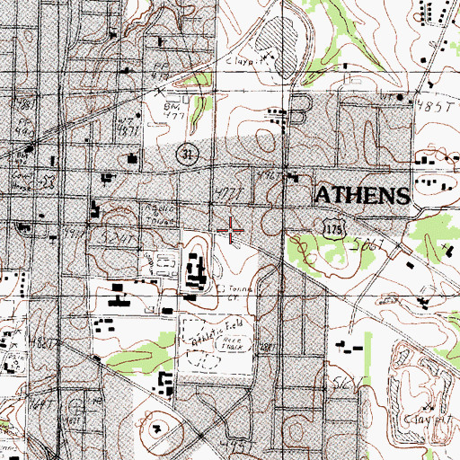 Topographic Map of Athens High School, TX