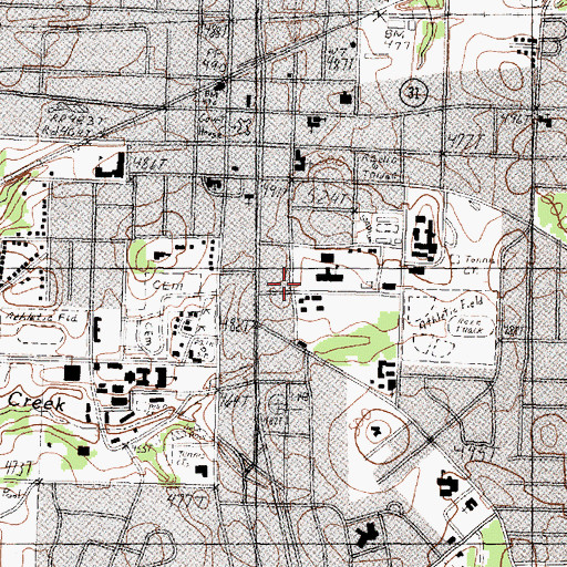 Topographic Map of Athens Intermediate School, TX