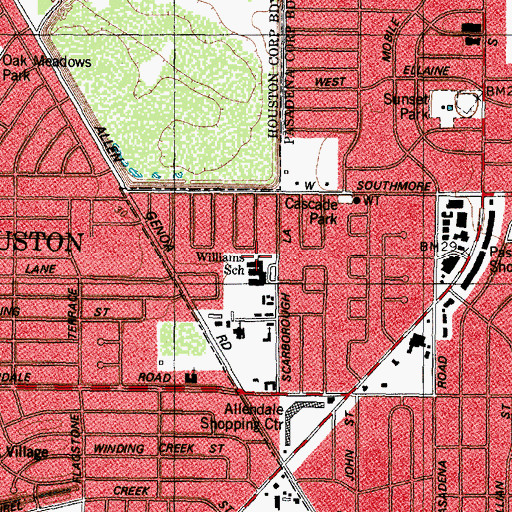 Topographic Map of Williams Elementary School, TX