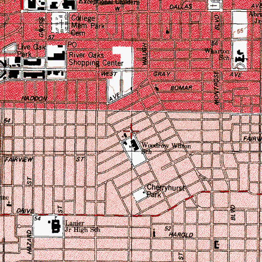 Topographic Map of Wilson Elementary School - Houston, TX