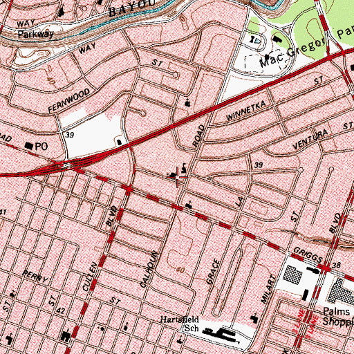 Topographic Map of Wonderland School, TX
