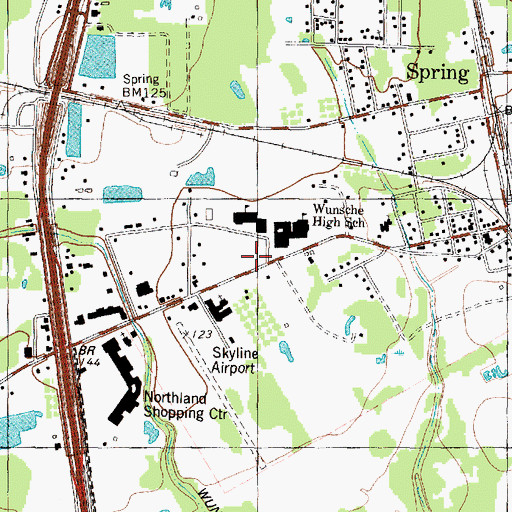 Topographic Map of Wunsche School, TX