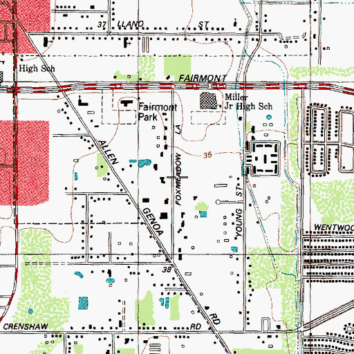 Topographic Map of Young Elementary School, TX