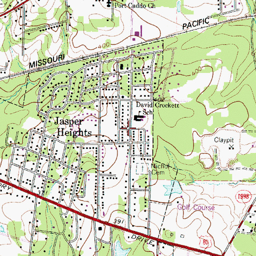 Topographic Map of Crockett Elementary School, TX