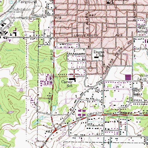 Topographic Map of G W Carver Elementary School, TX