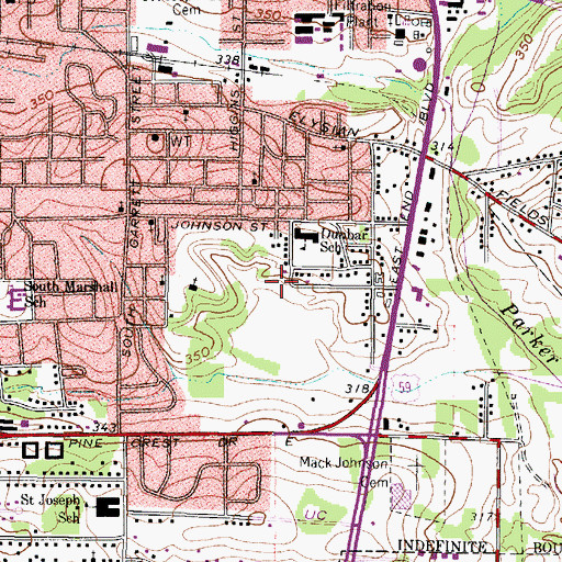 Topographic Map of Marshall High School, TX