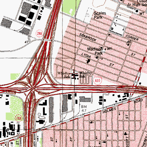 Topographic Map of Whidby Elementary School, TX