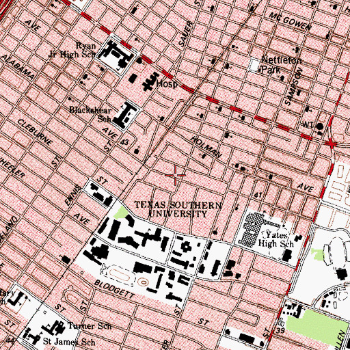 Topographic Map of Texas Southern - Houston ISD Lab School, TX