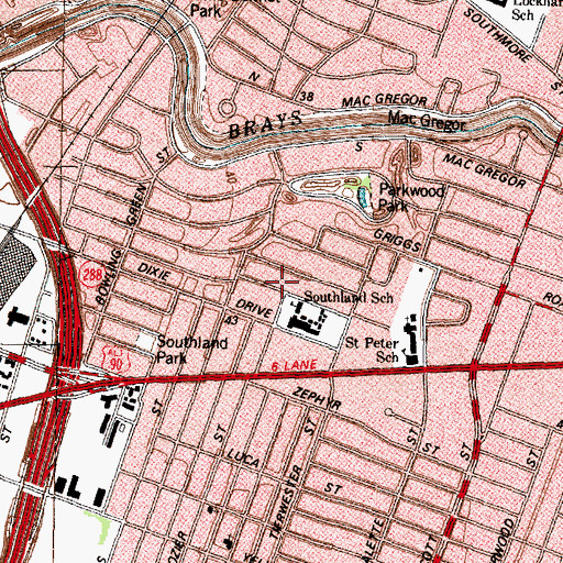 Topographic Map of Thompson Elementary School, TX