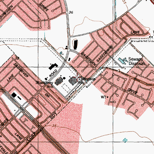 Topographic Map of Thompson Intermediate School, TX