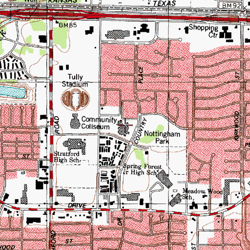 Topographic Map of Thornwood Elementary School, TX