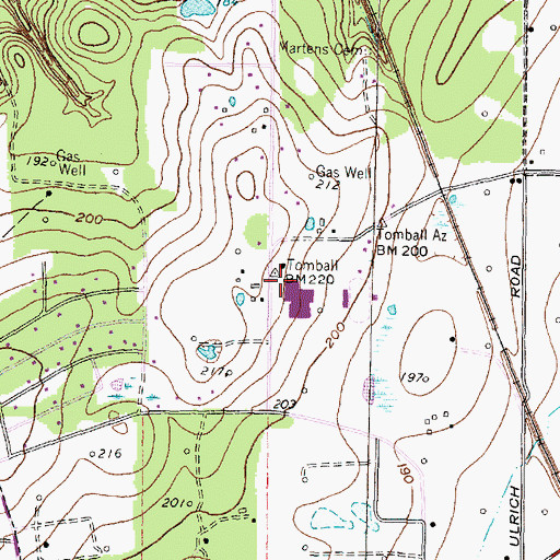 Topographic Map of Tomball High School, TX